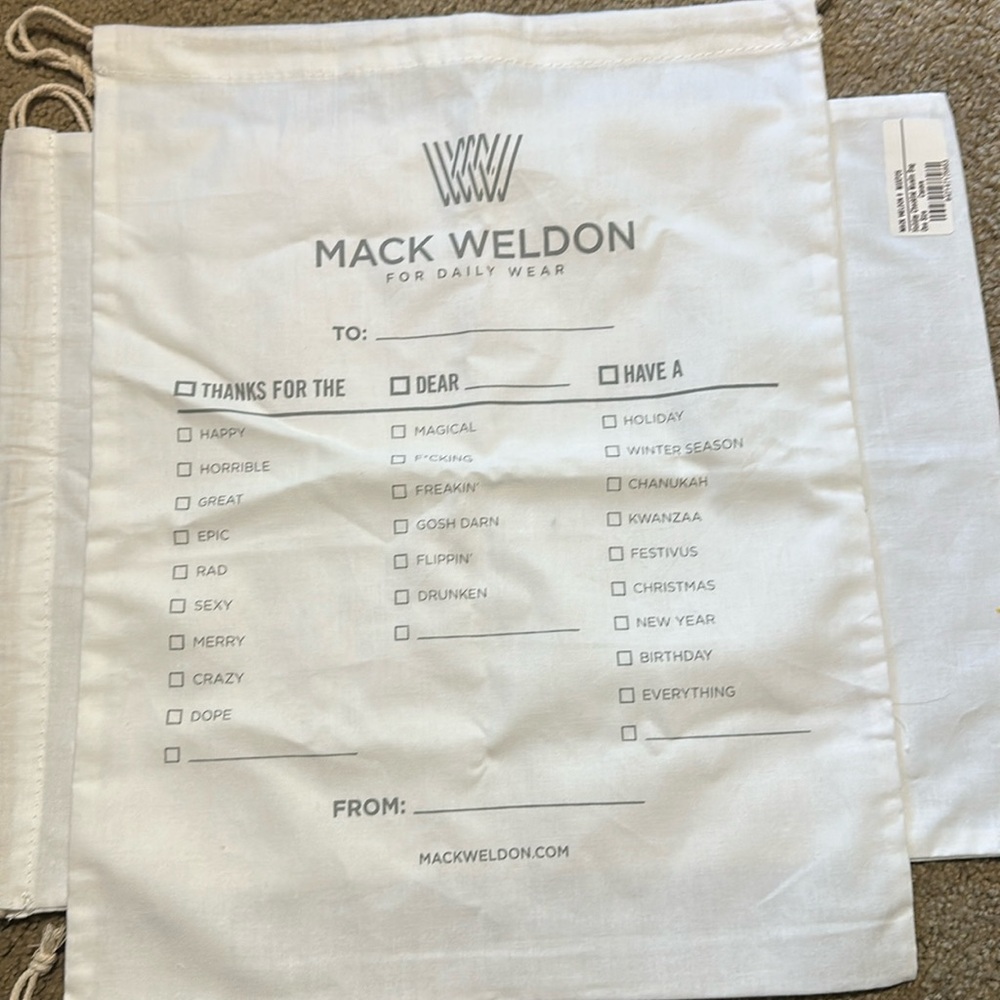Mack Weldon Holiday Checklist Muslin Bag
